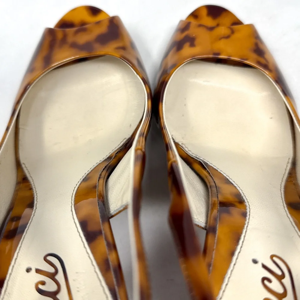 GUCCI Vintage Y2K Tortoise Patent Leather Platform Slingback Pump Heels Glam 5.5 - Picture 8 of 16